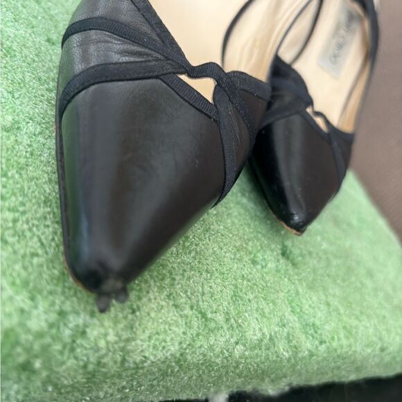 Jimmy Choo Leather High Heels classic pumps slingback shoes pointy toe - Picture 9 of 10
